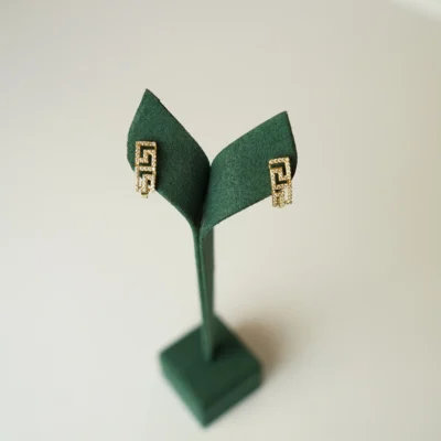 Iki Renkli Geometrik Desenli Halka Küpe